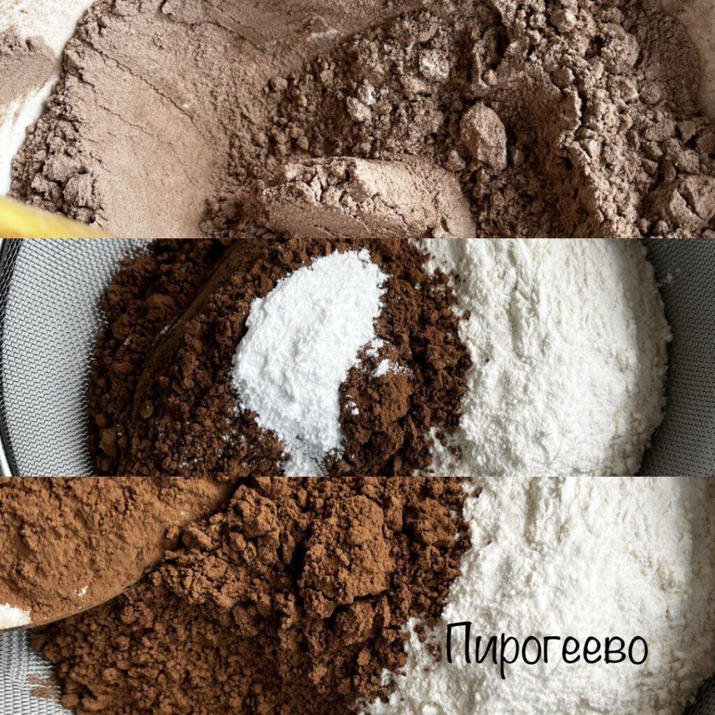 Просеиваем сухие ингредиенты для торта Молочный ломтик